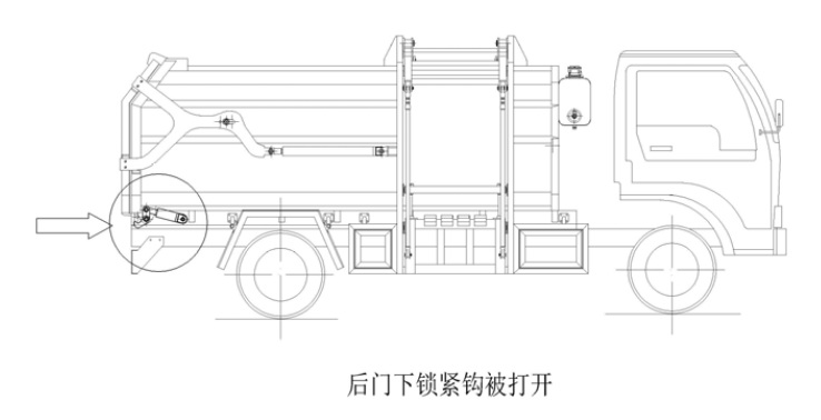 后门下锁紧钩被打开