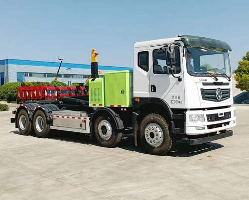 大型东风华神纯电动勾臂垃圾车CL5320ZXXBEV,东风华神勾臂垃圾车,东风纯电动勾臂垃圾车,东风新能源垃圾车,新能源勾臂垃圾车,大型纯电动勾臂垃圾车